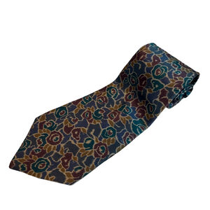 Vintage Geoffrey Beene 100% Silk Tie Made In Italy Jewel Tones Luxury floral